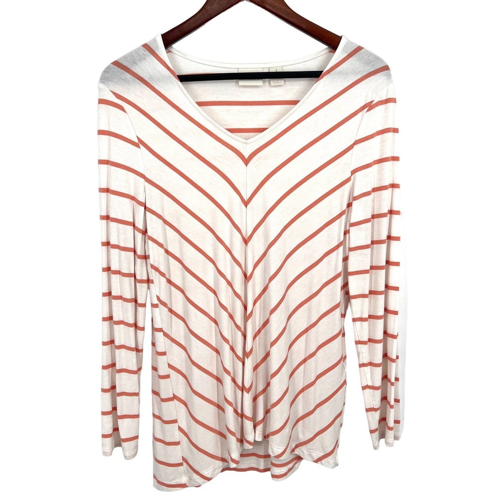 Chico's Size 1 or M Medium Stretchy Stripe Blouse Shirt Top Summer Fall Winter - Picture 1 of 6